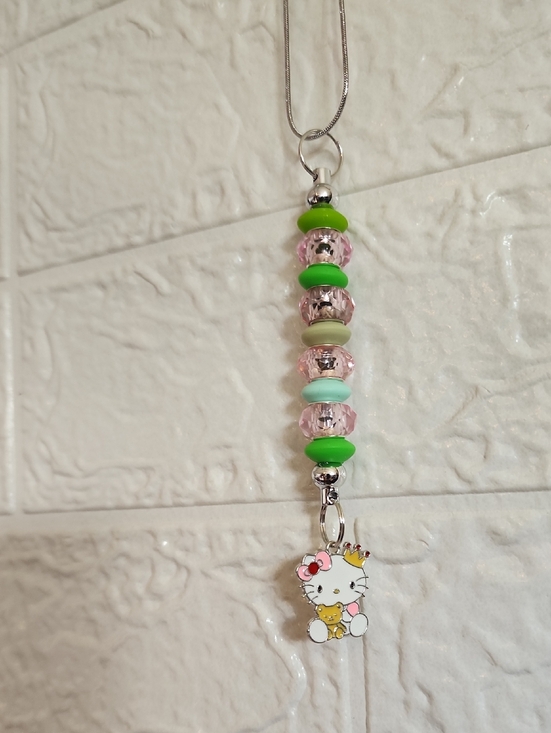Other - Rear View Mirror Accessory.Hello Kitty Pink & Green Beaded
